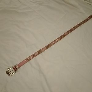 Mauve pink western leather belt with rhinestones